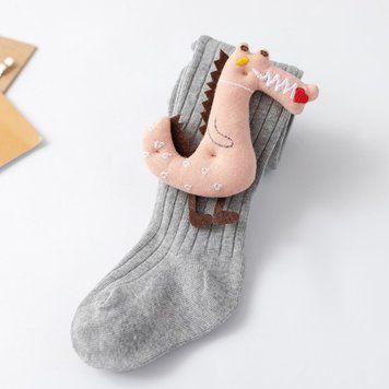 Колготки детские с 3D животными (Светло-серый 5-7 лет) фото