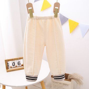 Штани дитячі вельветові теплі Baby Basic (Бежевий 120см) фото