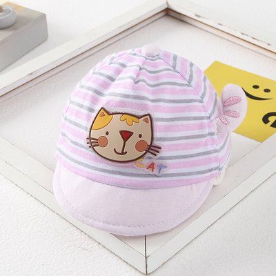 Дитяча кепка у смужку Cat (Рожевий 40-46см) фото