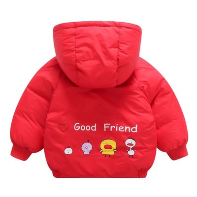 Куртка дитяча однотонна з малюнками на спині HAOJIE 90см Червона (11411) фото