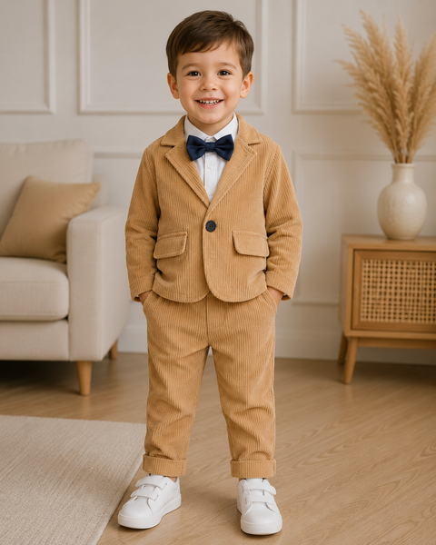 Костюм детский тройка вельветовый Baby Gentleman, 120см, Светло-коричневый фото