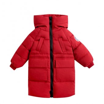 Куртка дитяча однотонна подовжена 120см Червоний (9901) фото