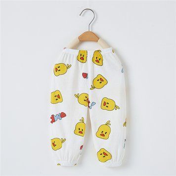 Штаны детские легкие с ярким рисунком (Лимонный 80см) фото