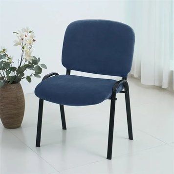 Чохол на офісний стілець з двох частин Diana Textile, велюровий, Синій фото