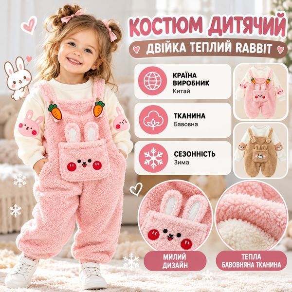 Костюм детский двойка теплый Rabbit (Коричневый 100см) фото