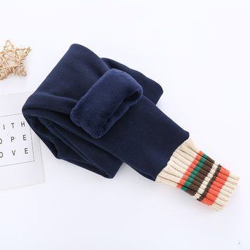 Дитячі зігріваючі лосини з смужками на манжетах 130см Темно-синій (13681) фото