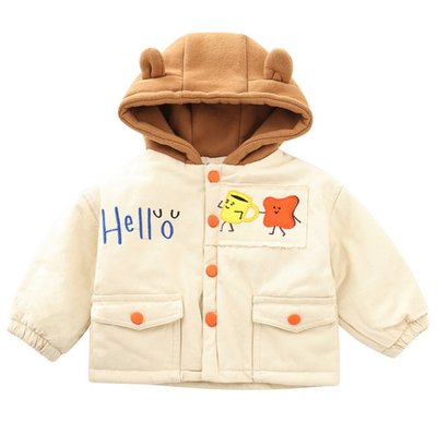 Куртка дитяча Hello з вушками на капюшоні 100см Бежевий (7517) фото