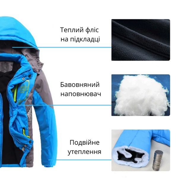 Водонепроницаемая зимняя куртка с капюшоном Waterproof, Голубой, 110 см фото