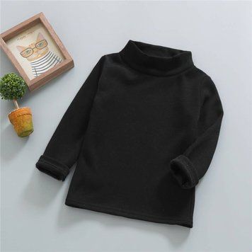 Дитячий однотонний теплий гольф Baby Basic (Чорний 140см) фото