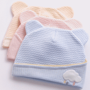 Набір дитячих шапочок для малюків 3 шт (Світло-синій 30-35 см) фото