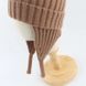 Шапка дитяча на зав'язках з меховим помпоном (Коричневий 46-50см) 12726-46_50см-Коричневий фото 4