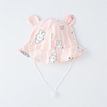 Дитяча яскрава панама з вушками та гумкою (Світло-рожевий 40-46см) фото