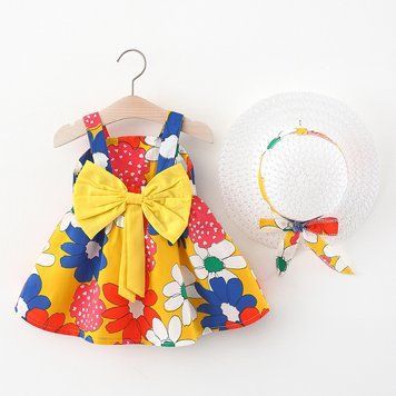 Дитяча яскрава сукня з капелюшком Flowers, 80см, Жовтий фото