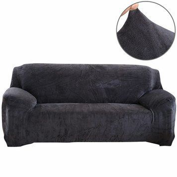 Чехол для защиты трехместного дивана Diana Textile Plush Velvet, 195-230 см, Темно_серый фото