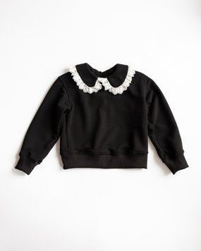 Свитшот Мия с ажурным воротничком Alwair Kids Черный 130см 81063 фото