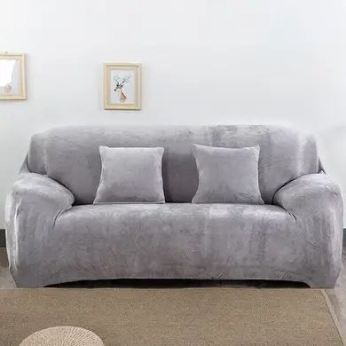 Чехол для защиты трехместного дивана Diana Textile Plush Velvet, 195-230 см, Серый фото