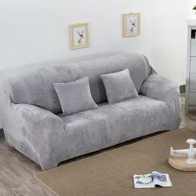Чехол для защиты трехместного дивана Diana Textile Plush Velvet, 195-230 см, Серый фото