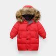 Куртка дитяча тепла з хутром на капюшоні (Червоний 100см) фото