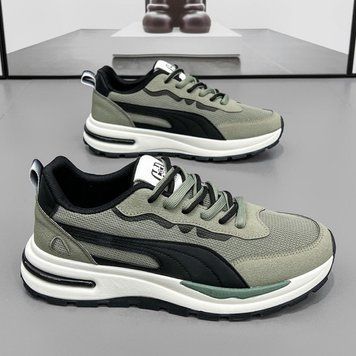 Кросівки літні з сіткою на товстій підошві (Зелений 44 27см) фото