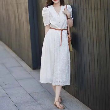 Жіноча сукня біла з вишивкою коротким рукавом, розмір L, Білий фото