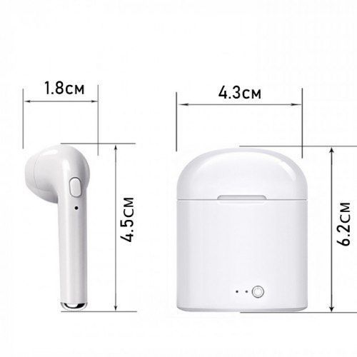 Бездротові Bluetooth навушники i7 mini TWS Stereo з боксом для зарядки. Колір білий фото