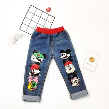 Джинси на гумці з Міккі для хлопчиків 100см Синій фото