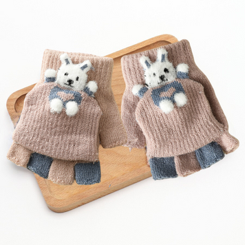 Рукавички дитячі з зайчиком, Бежевий,  2-4 роки фото