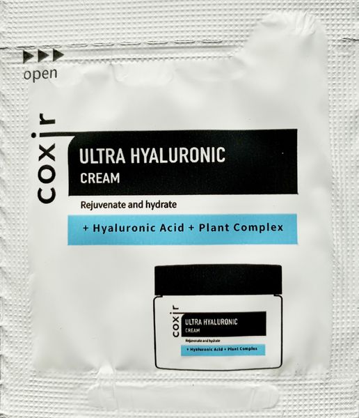 Пробник Зволожуючий крем із гіалуроновою кислотою Coxir Ultra Hyaluronic Cream Pouch, 2 мл фото