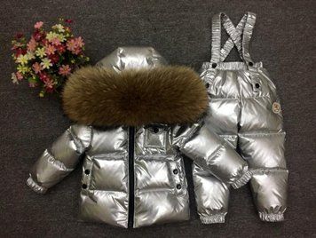 Детский зимний комплект (куртка + полукомбинезон) с светлым мехом (Серый 145см) фото
