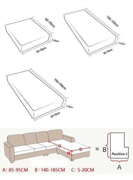 Чохли на диванні подушки сидіння Homytex Двомісний, Пісочний, 145x185 см + 85x90 см, h=20 см фото
