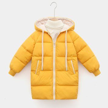 Куртка детская стеганая длинная с капюшоном Baby Winter (Желтый 120см) фото