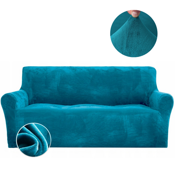 Чехол для защиты трехместного дивана Diana Textile Plush Velvet, 195-230 см, Бирюзовый фото
