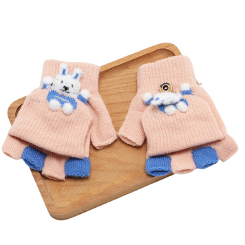 Рукавички дитячі з зайчиком, Рожевий, 2-4 роки  фото