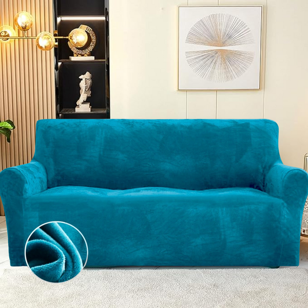 Чехол для защиты трехместного дивана Diana Textile Plush Velvet, 195-230 см, Бирюзовый фото