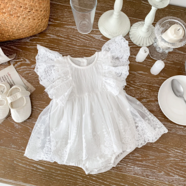 Летний детский бодик с кружевной юбкой Baby Fashion, Белый, 60 см фото