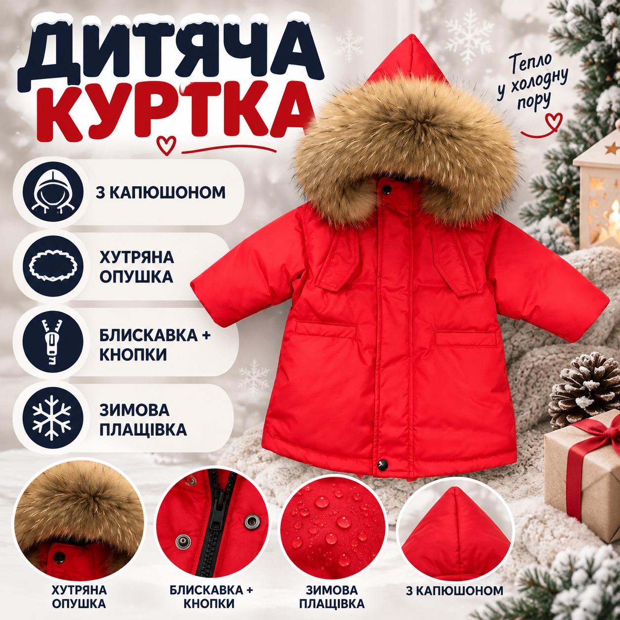 Інфографіка Дитяча куртка з об'ємним хутром