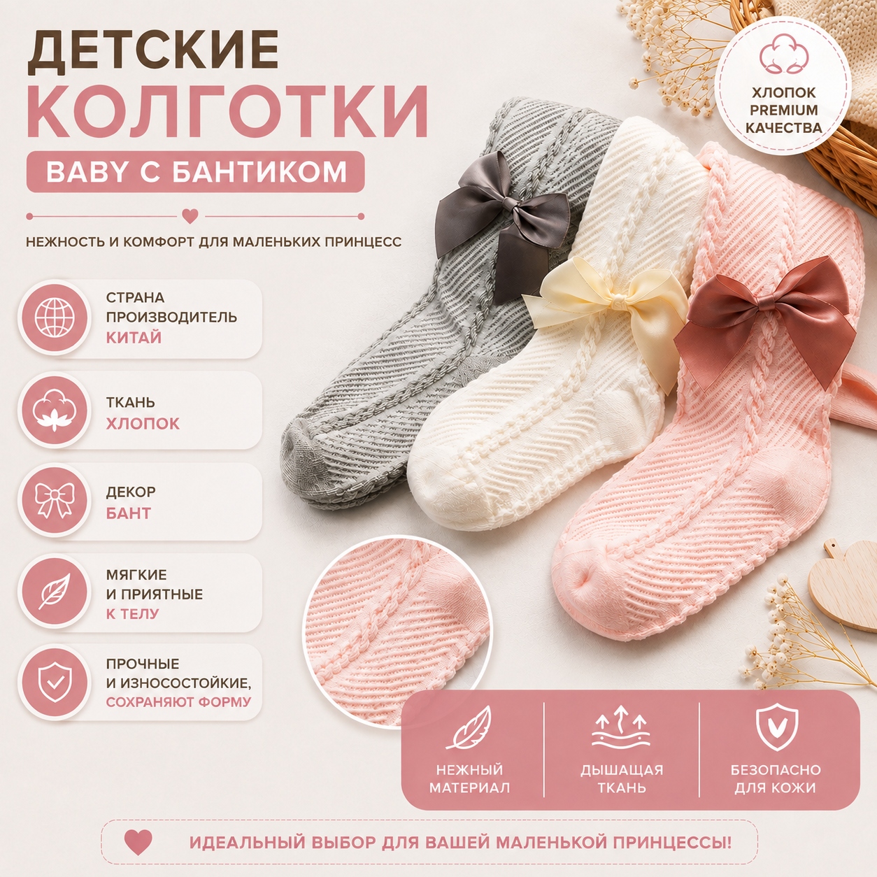 Инфографика Колготы детские Baby с бантиком