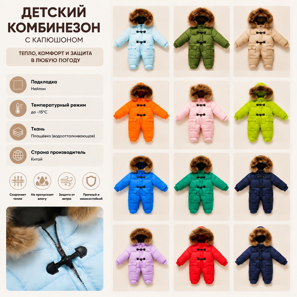 Инфографика Комбинезон детский с карманами