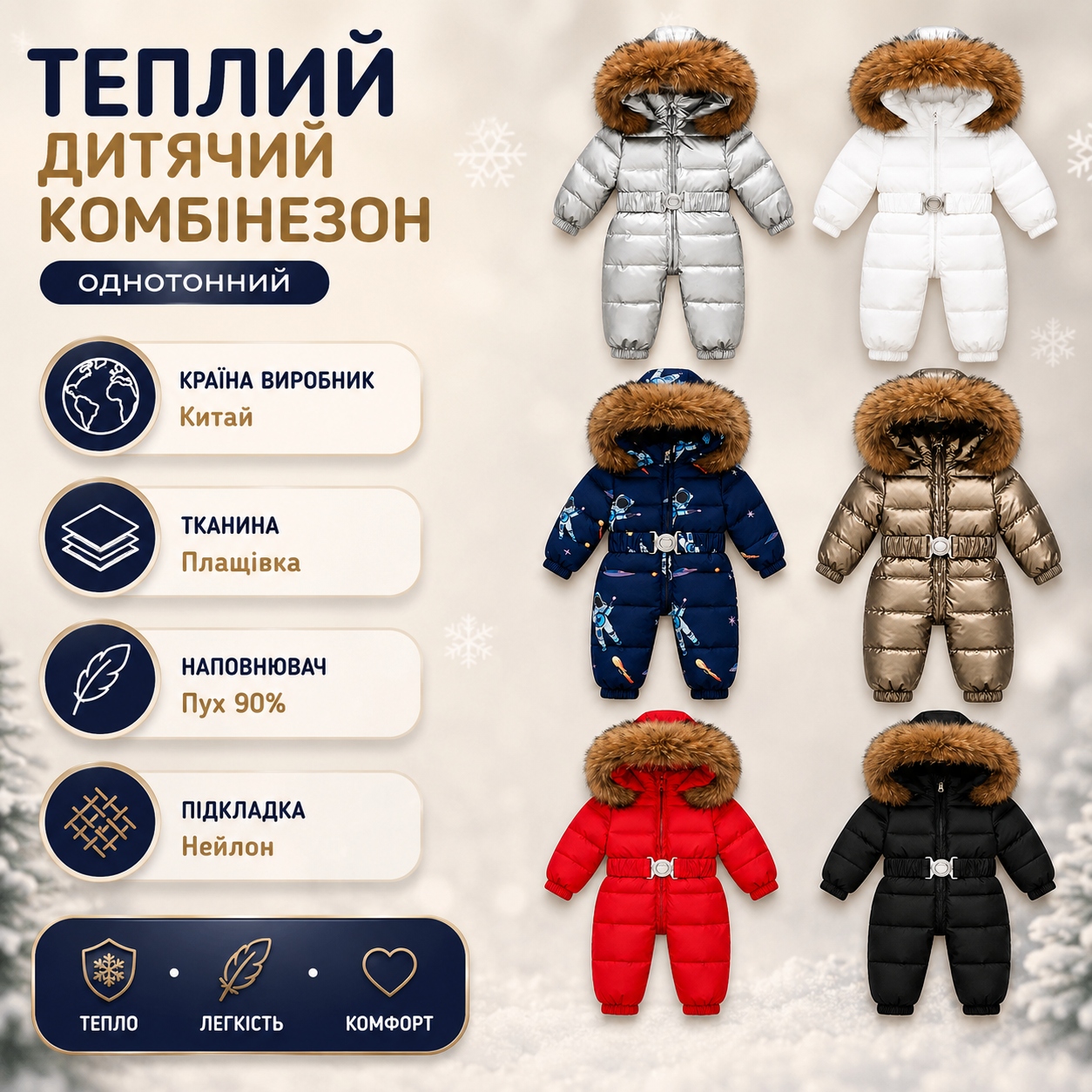 Інфографіка Комбінезон дитячий теплий однотонний MON
