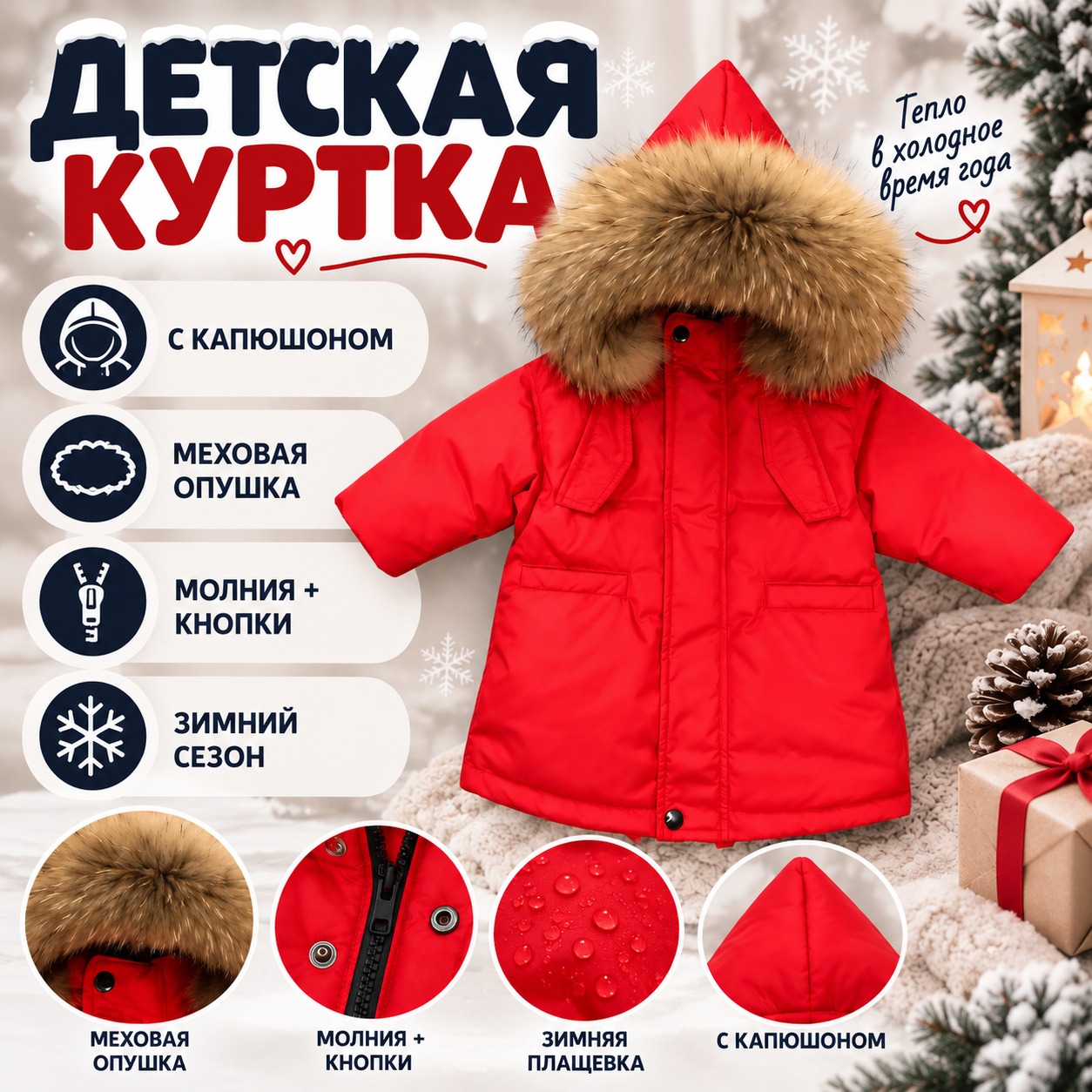 Инфографика Куртка детская с объемным мехом