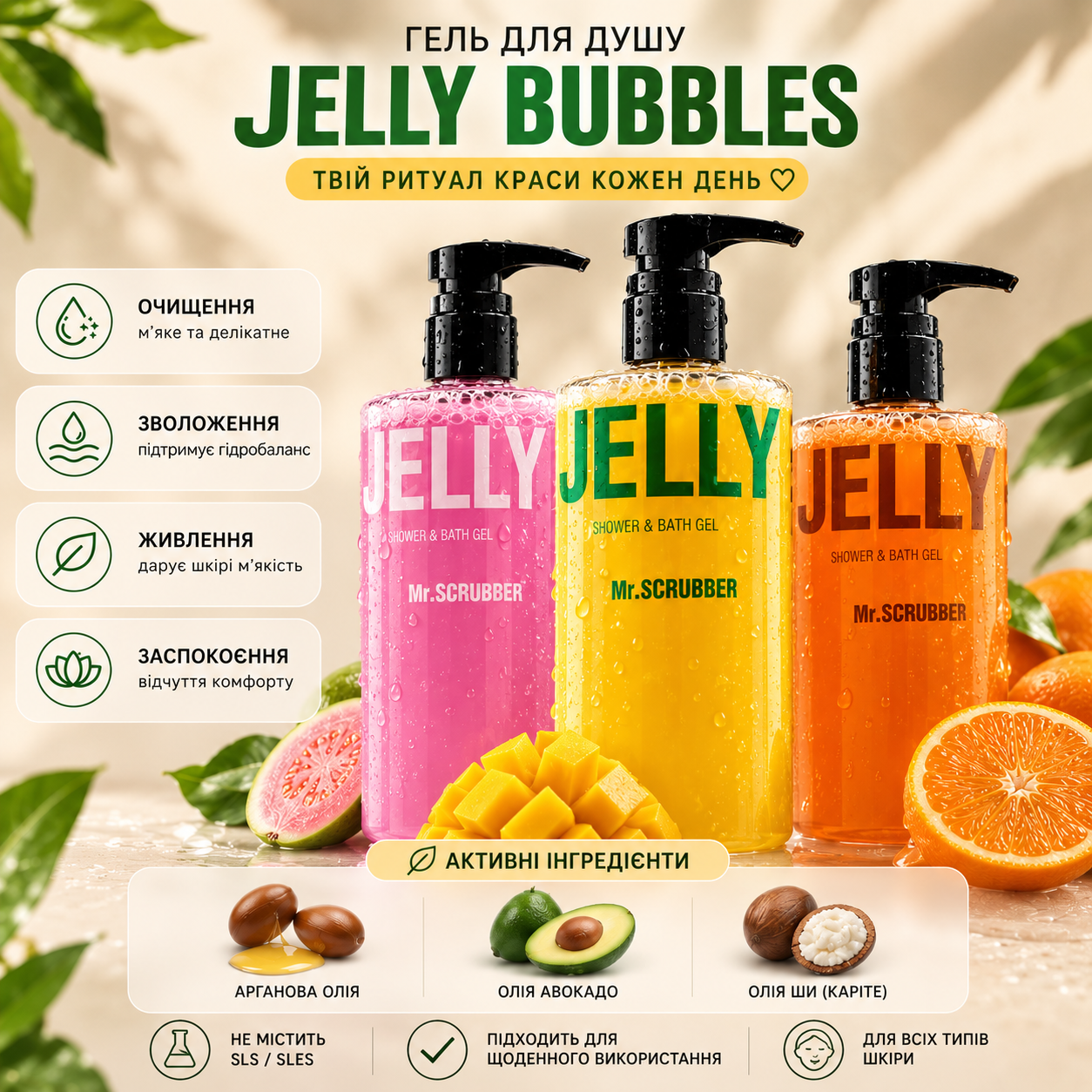 Інфонрафіка Гель для душу Jelly Bubbles Mr.SCRUBBER